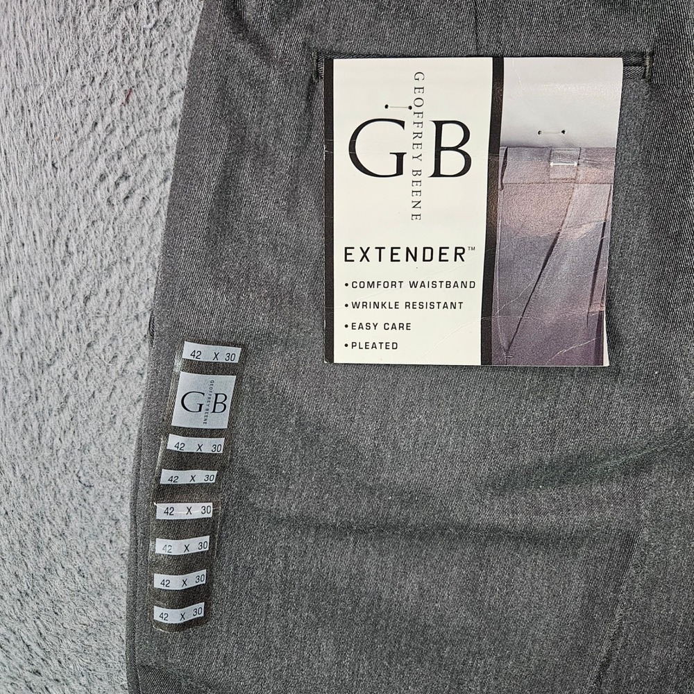 Geoffrey Beene‎ Extender Mens Pleated Dress Pants Gray 42x30 NWT